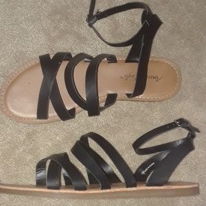 NWOT American Eagle Black Strappy Sandals